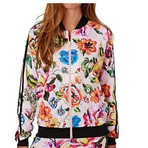 Adidas floral track jacket with zipper